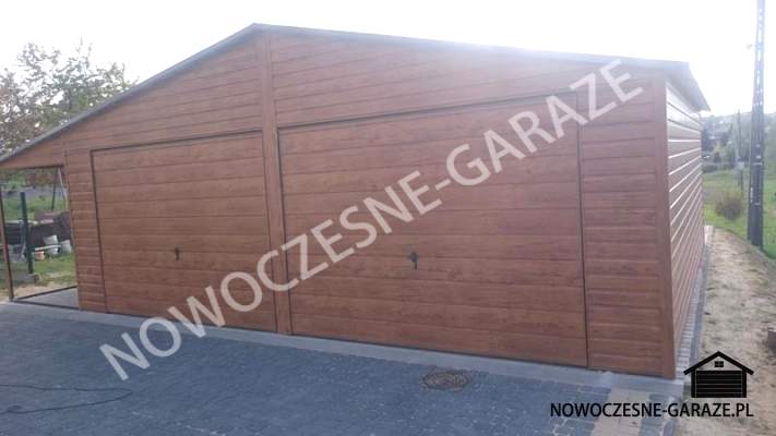 Garaż 6x6m, wiata 1.5x6m Złoty dąb jasny