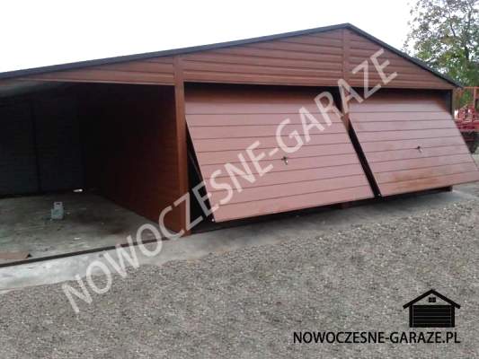 Garaż 6x6m wiata 3x6m Orzech